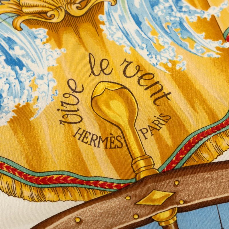 Hermes Carre 90 Vive le Vent Scarf Oversized Navy Multicolor Silk — view 3