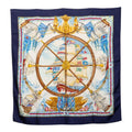Hermes Carre 90 Vive le Vent Scarf Oversized Navy Multicolor Silk