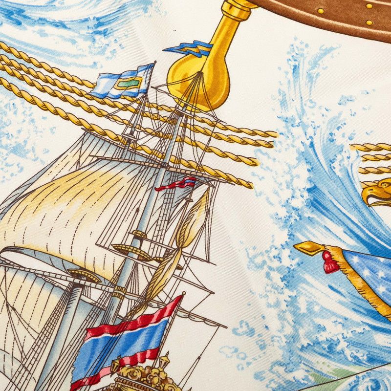 Hermes Carre 90 Vive le Vent Scarf Oversized Navy Multicolor Silk — view 5