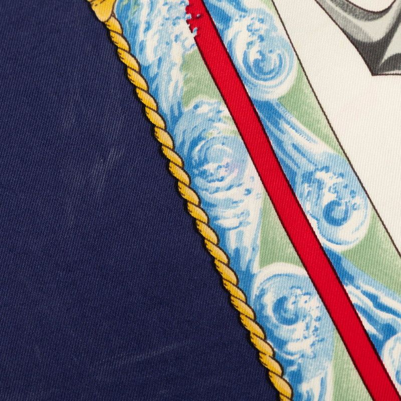 Hermes Carre 90 Vive le Vent Scarf Oversized Navy Multicolor Silk — view 6