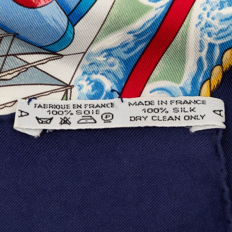 Hermes Carre 90 Vive le Vent Scarf Oversized Navy Multicolor Silk — view 8