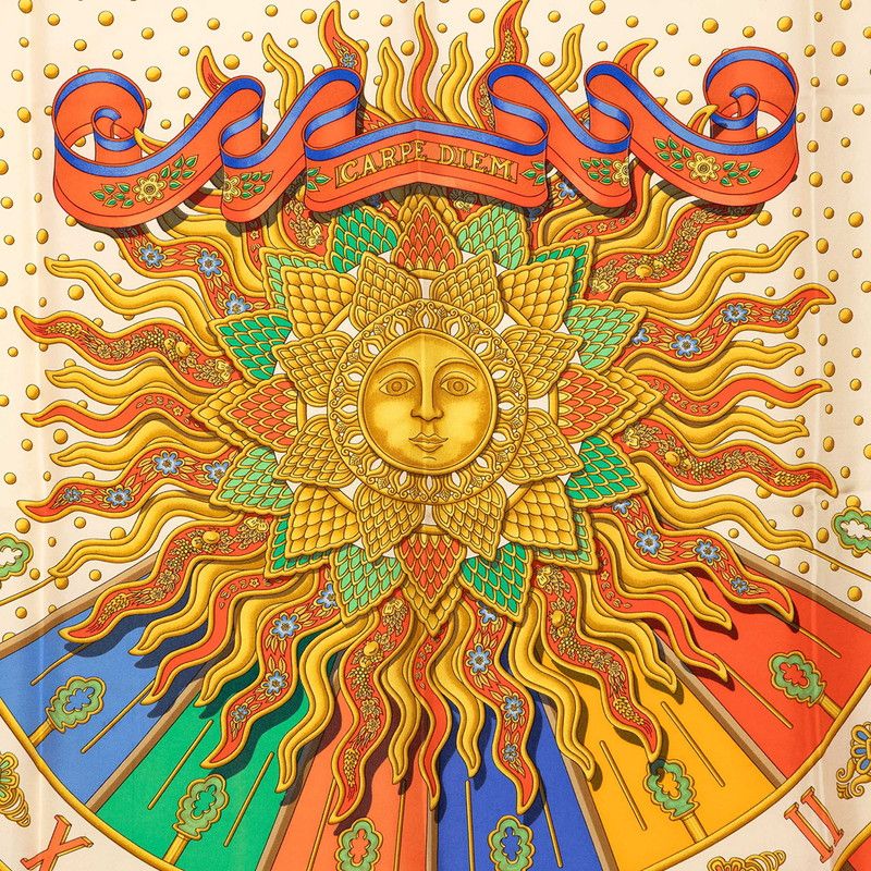 Hermes Carre 90 Carpe Diem Enjoy Every Day Sun Moon and Stars Scarf Oversized — view 3