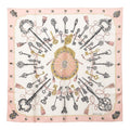 Hermes Carre 90 les Cles Key Scarf Oversized Pink and White Silk