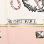 Hermes Carre 90 les Cles Key Scarf Oversized Pink and White Silk — view 7