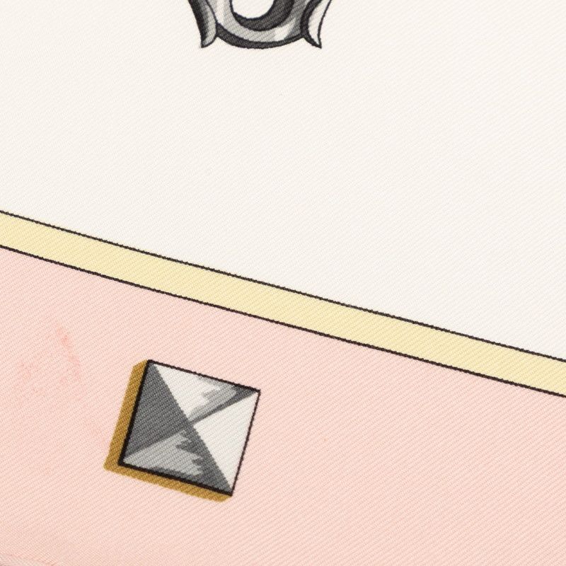 Hermes Carre 90 les Cles Key Scarf Oversized Pink and White Silk — view 5