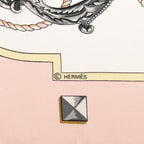 Hermes Carre 90 les Cles Key Scarf Oversized Pink and White Silk — view 4