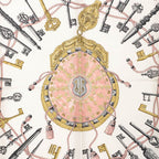 Hermes Carre 90 les Cles Key Scarf Oversized Pink and White Silk — view 3