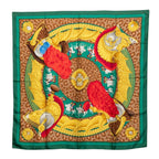 Hermes Carre 90 Casques Et Plumets Faceless Helmet Scarf Oversized Green
