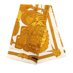 Hermes Carre 90 Armets en Panache Feathered Helmet Scarf Large Ivory Gold Silk — view 2