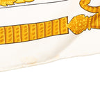 Hermes Carre 90 Armets en Panache Feathered Helmet Scarf Large Ivory Gold Silk — view 5