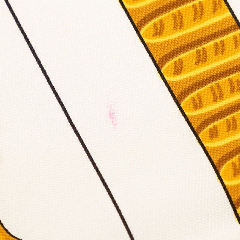 Hermes Carre 90 Armets en Panache Feathered Helmet Scarf Large Ivory Gold Silk — view 6
