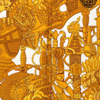 Hermes Carre 90 Armets en Panache Feathered Helmet Scarf Large Ivory Gold Silk — view 8