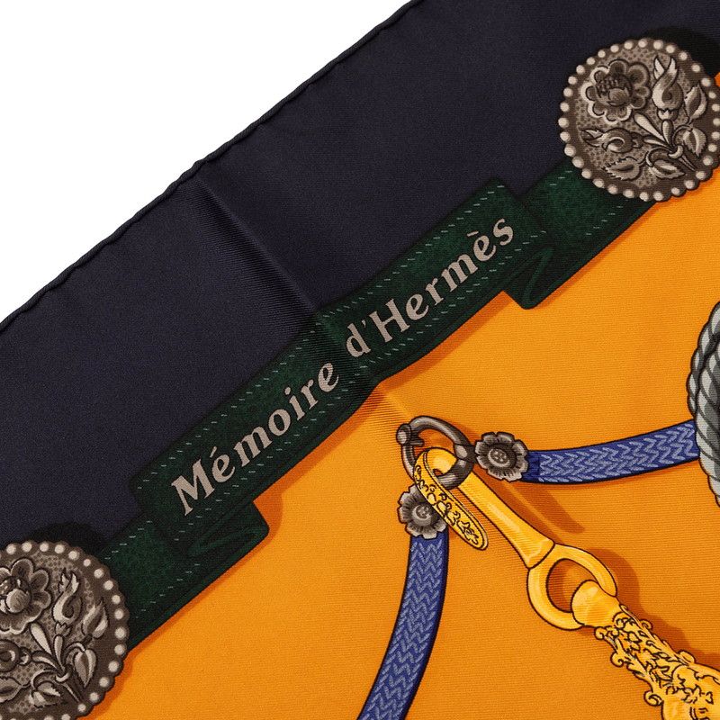 Hermes Carre 90 Memoire D'hermes Scarf Oversized Navy Orange — view 3