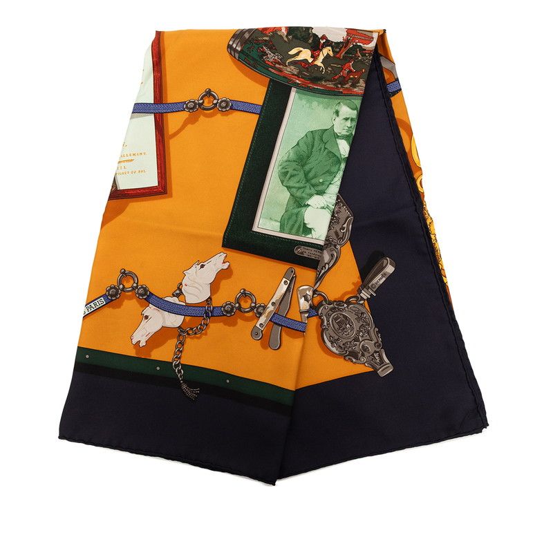 Hermes Carre 90 Memoire D'hermes Scarf Oversized Navy Orange — view 2