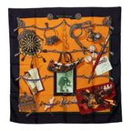 Hermes Carre 90 Memoire D'hermes Scarf Oversized Navy Orange