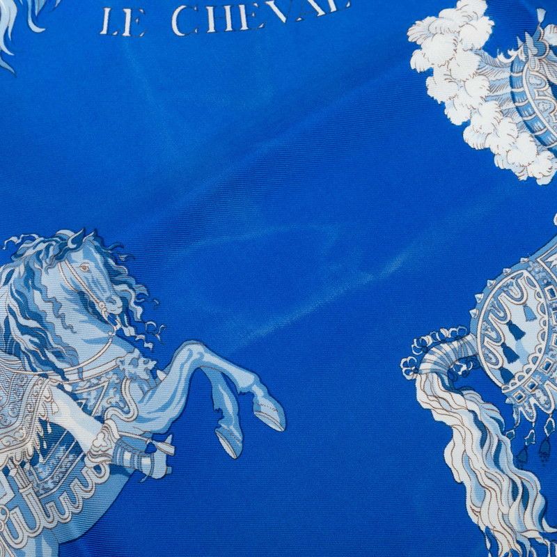 Hermes Carre 90 Carrousel Merry Go Round Scarf Oversized Blue Silk — view 5