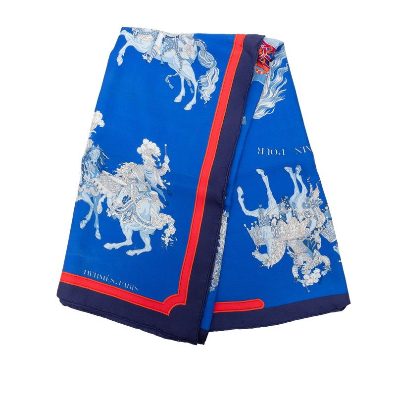Hermes Carre 90 Carrousel Merry Go Round Scarf Oversized Blue Silk — view 2