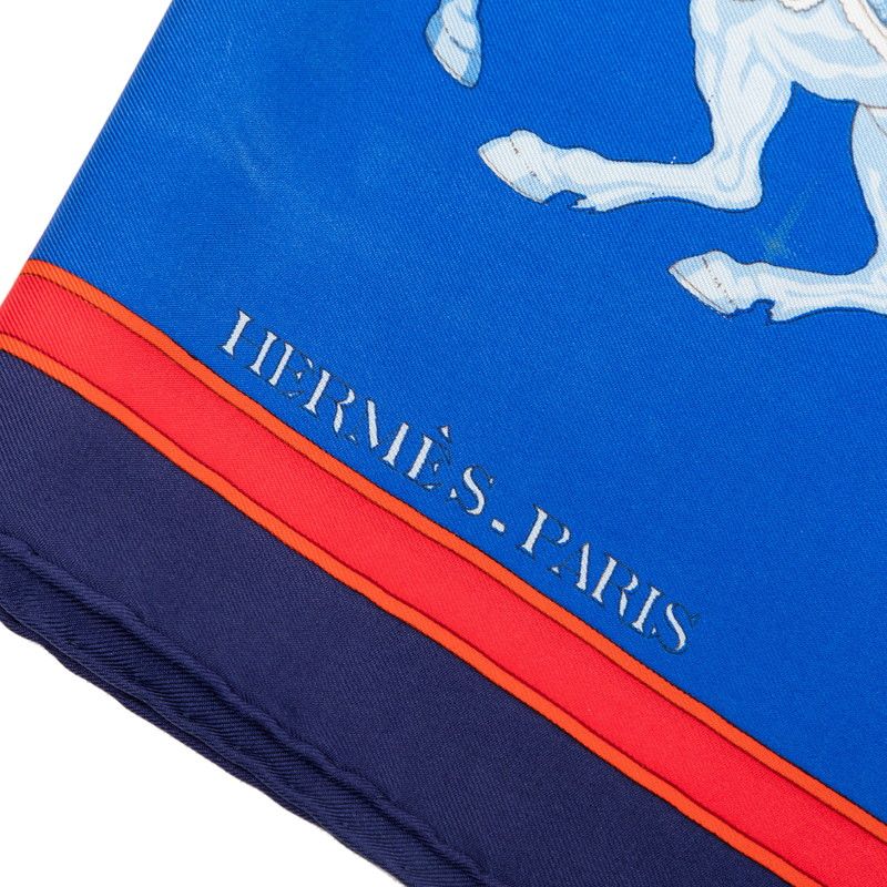 Hermes Carre 90 Carrousel Merry Go Round Scarf Oversized Blue Silk — view 7