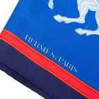 Hermes Carre 90 Carrousel Merry Go Round Scarf Oversized Blue Silk — view 7