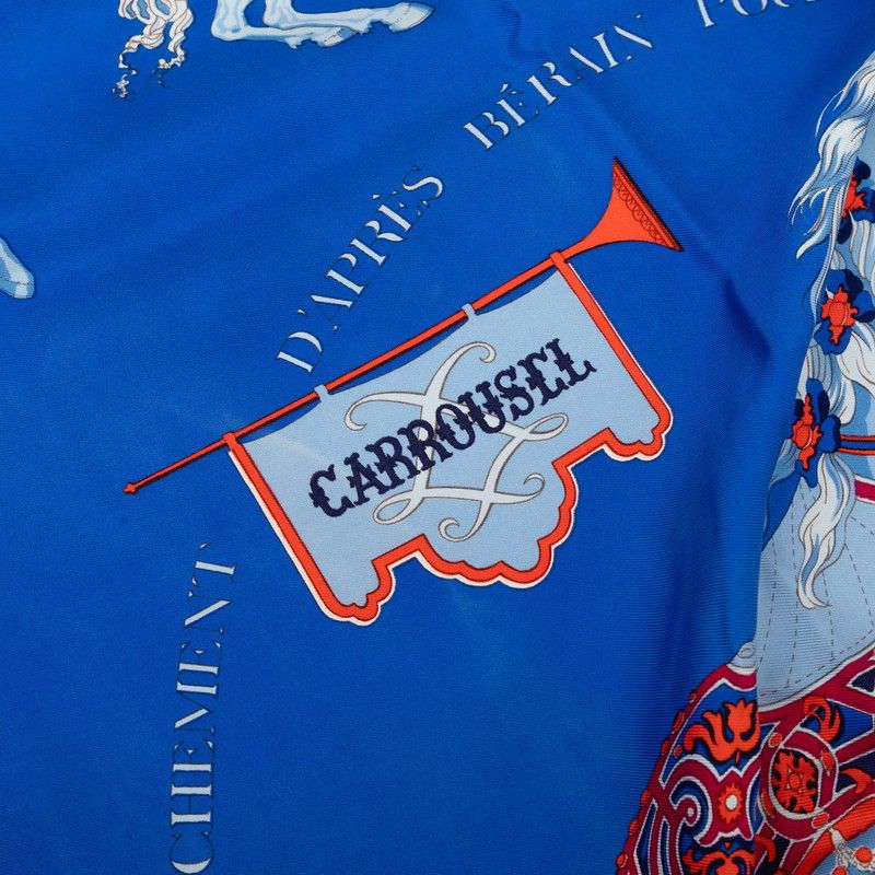 Hermes Carre 90 Carrousel Merry Go Round Scarf Oversized Blue Silk — view 3