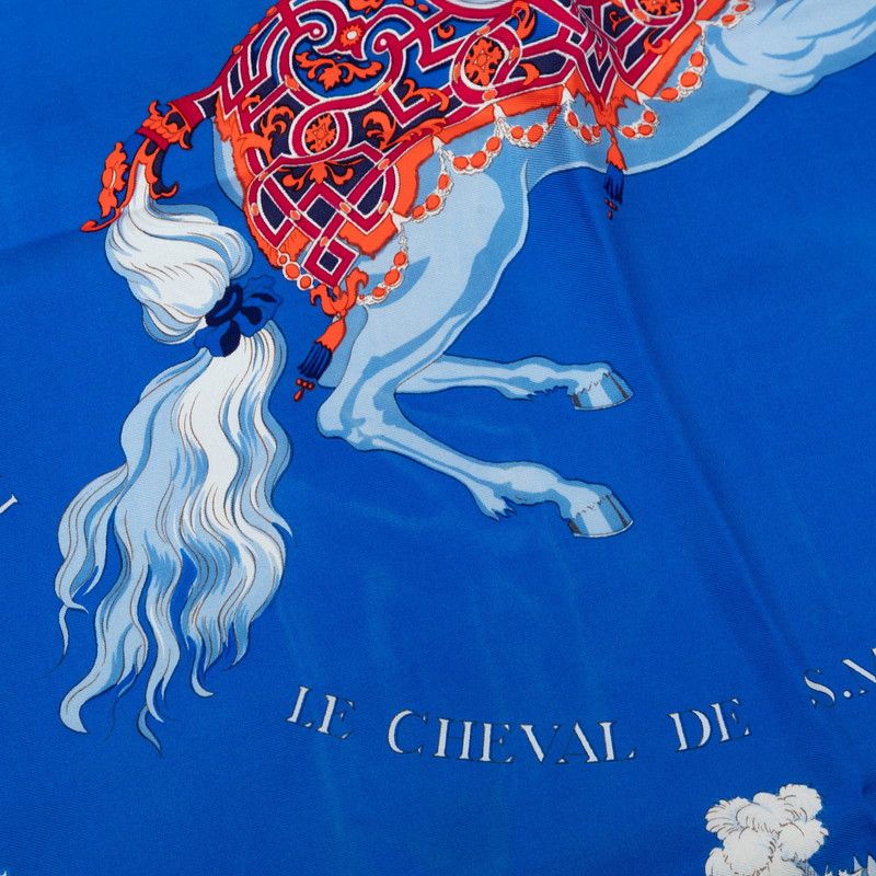 Hermes Carre 90 Carrousel Merry Go Round Scarf Oversized Blue Silk — view 4