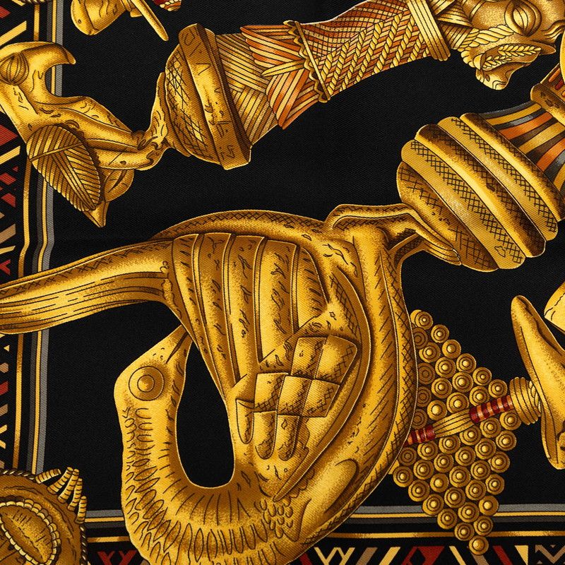 Hermes Carre 90 L'or Des Chefs Scarf Oversized Black Gold Silk — view 4