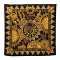 Hermes Carre 90 L'or Des Chefs Scarf Oversized Black Gold Silk