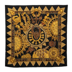 Hermes Carre 90 L'or Des Chefs Scarf Oversized Black Gold Silk