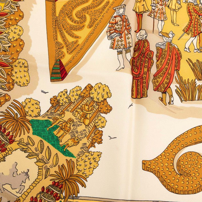Hermes Carre 90 le Paradis du Roy Scarf Oversized Yellow Silk — view 5