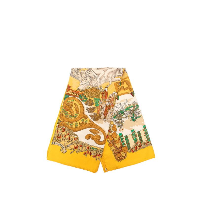 Hermes Carre 90 le Paradis du Roy Scarf Oversized Yellow Silk — view 2