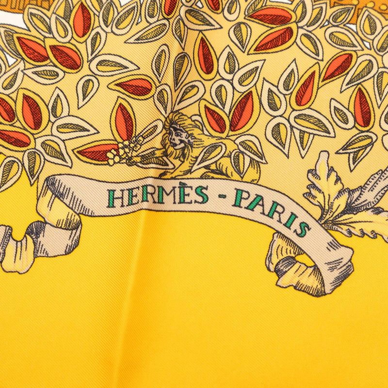 Hermes Carre 90 le Paradis du Roy Scarf Oversized Yellow Silk — view 7