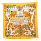 Hermes Carre 90 le Paradis du Roy Scarf Oversized Yellow Silk