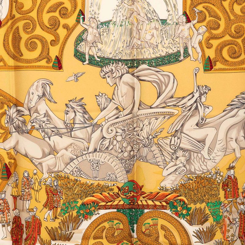 Hermes Carre 90 le Paradis du Roy Scarf Oversized Yellow Silk — view 4