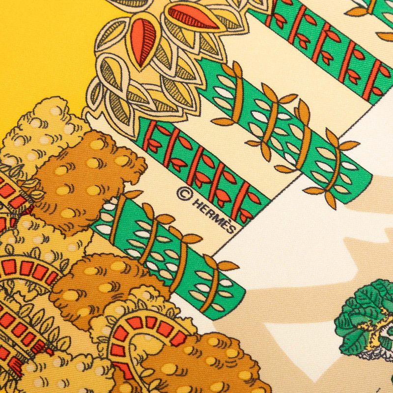 Hermes Carre 90 le Paradis du Roy Scarf Oversized Yellow Silk — view 6