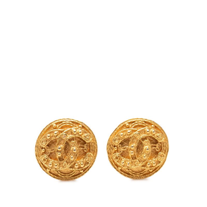 Chanel CC Logo Round Earrings 04 Gold Plated