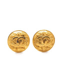 Chanel CC Logo Vintage Round Earrings 96 Gold Plated