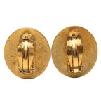 Chanel CC Logo Vintage Round Earrings 94 Gold Black Plated — view 2