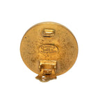 Chanel CC Logo Vintage Round Earrings 94 Gold Black Plated — view 3