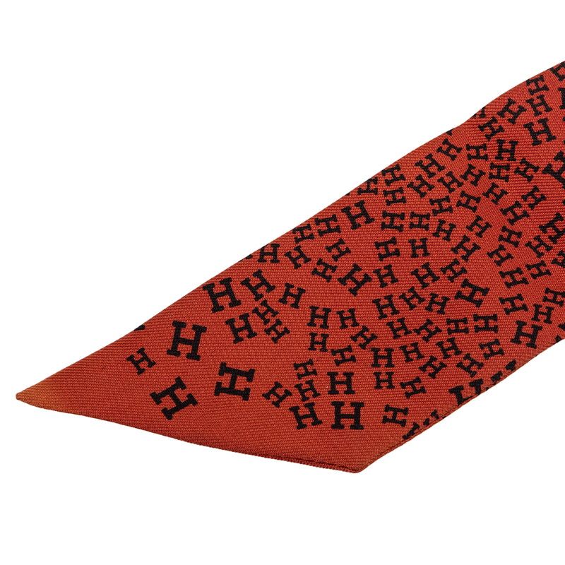 Hermes Twilly Logo Alphabet Scarf Brown Silk — view 4