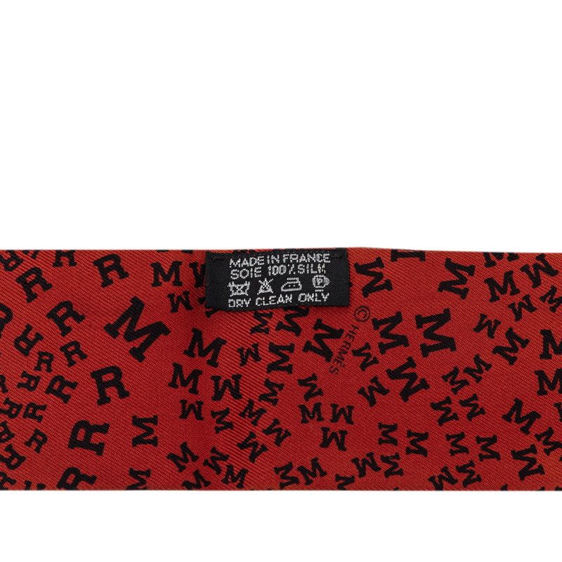 Hermes Twilly Logo Alphabet Scarf Brown Silk — view 6