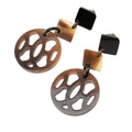 Hermes Ava Drop Earrings Brown Buffalo Horn and Metal