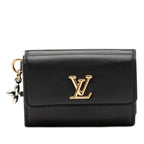 Louis Vuitton LV Blue Mini Trifold Wallet Black Leather