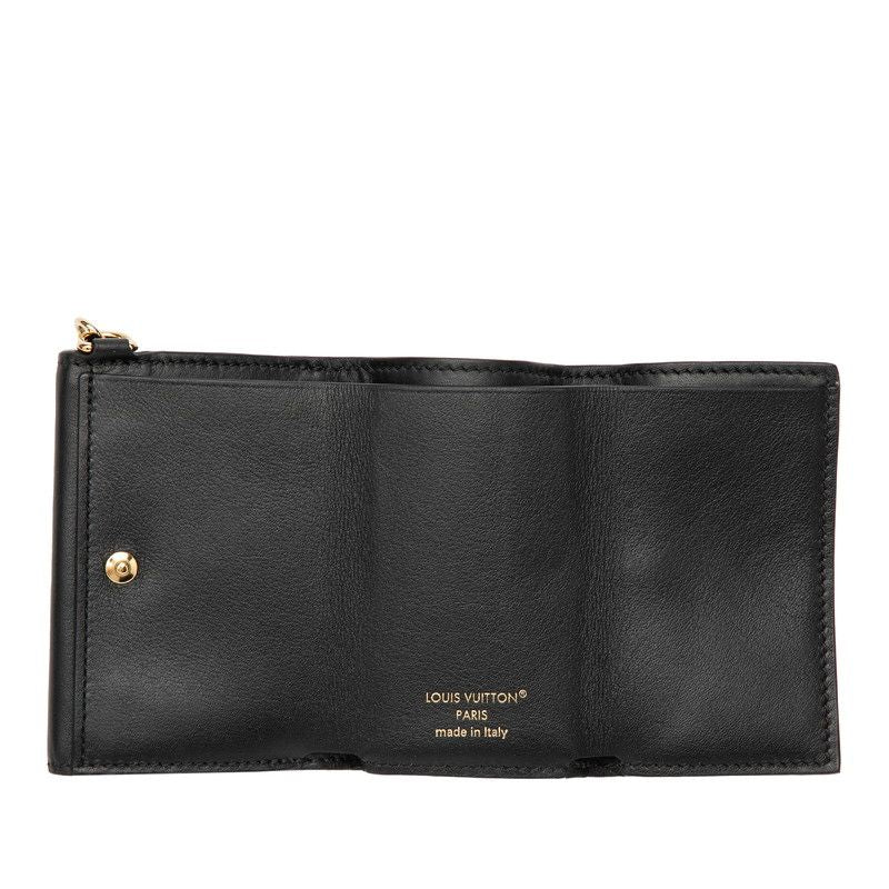 Louis Vuitton LV Blue Mini Trifold Wallet Black Leather — view 4