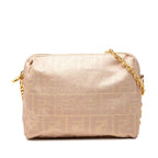 Fendi Zucca Lame Chain Shoulder Bag Pink Beige Canvas