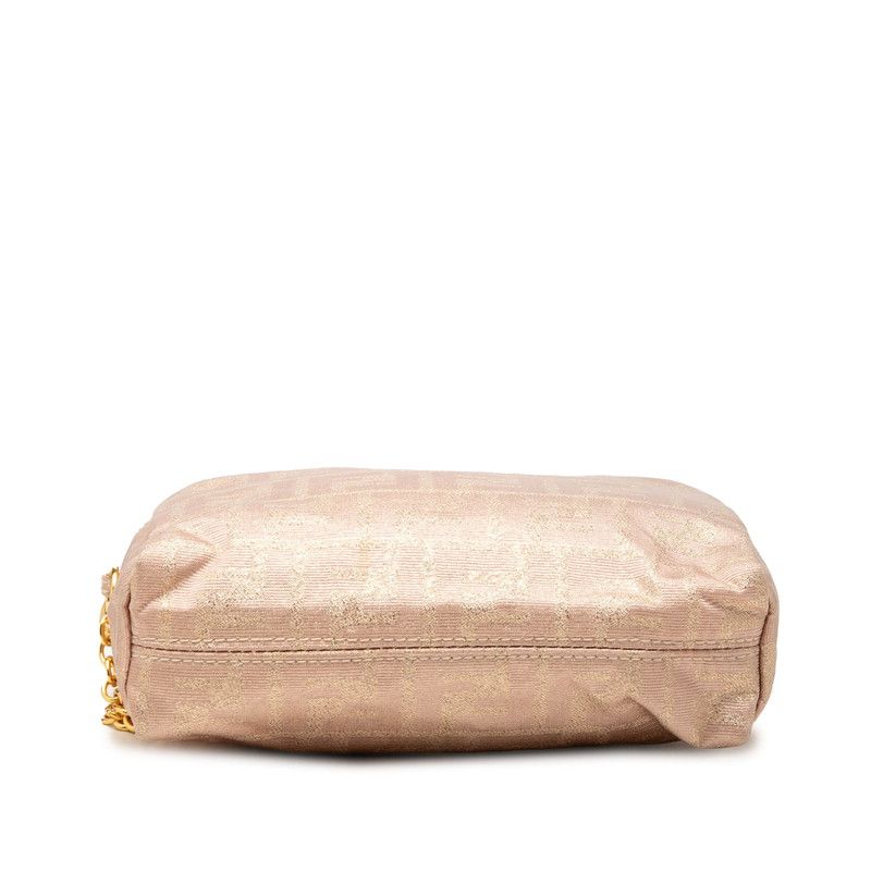 Fendi Zucca Lame Chain Shoulder Bag Pink Beige Canvas — view 3