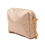 Fendi Zucca Lame Chain Shoulder Bag Pink Beige Canvas — view 2