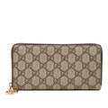 Gucci GG Supreme Round Fastener Wallet Beige Brown