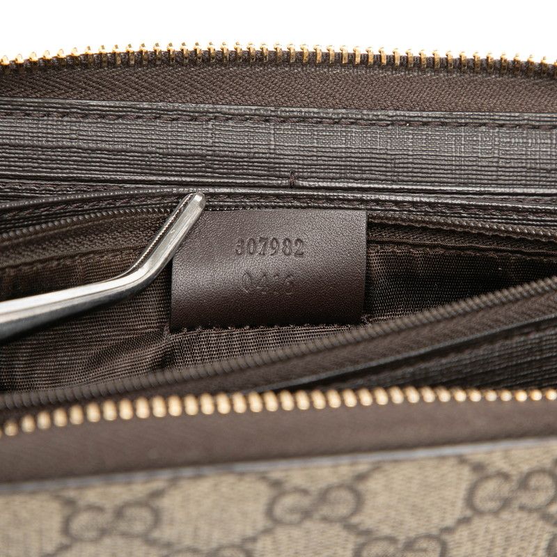 Gucci GG Supreme Round Fastener Wallet Beige Brown — view 6