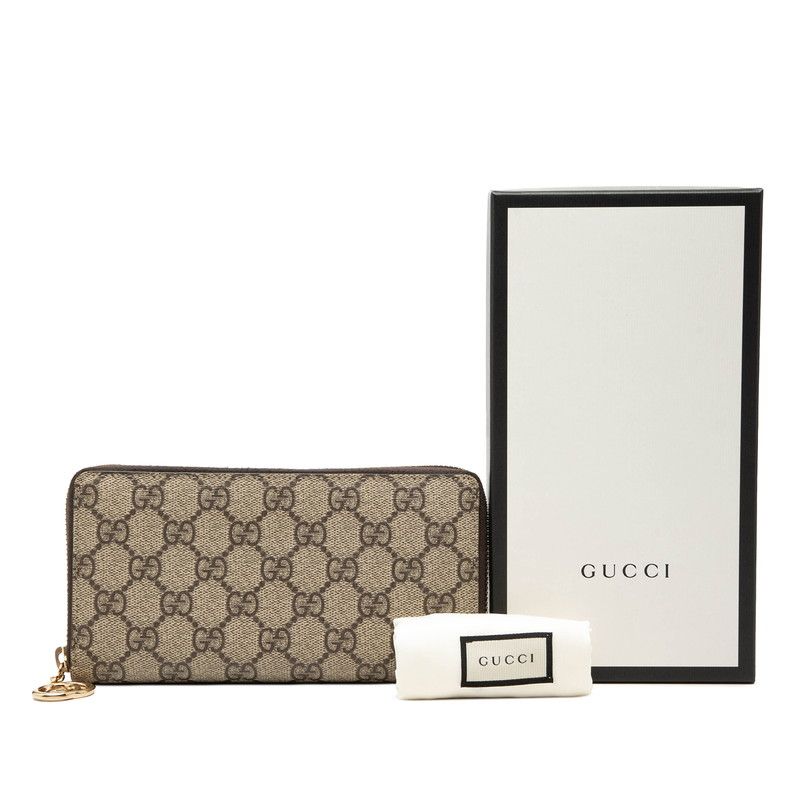 Gucci GG Supreme Round Fastener Wallet Beige Brown — view 7