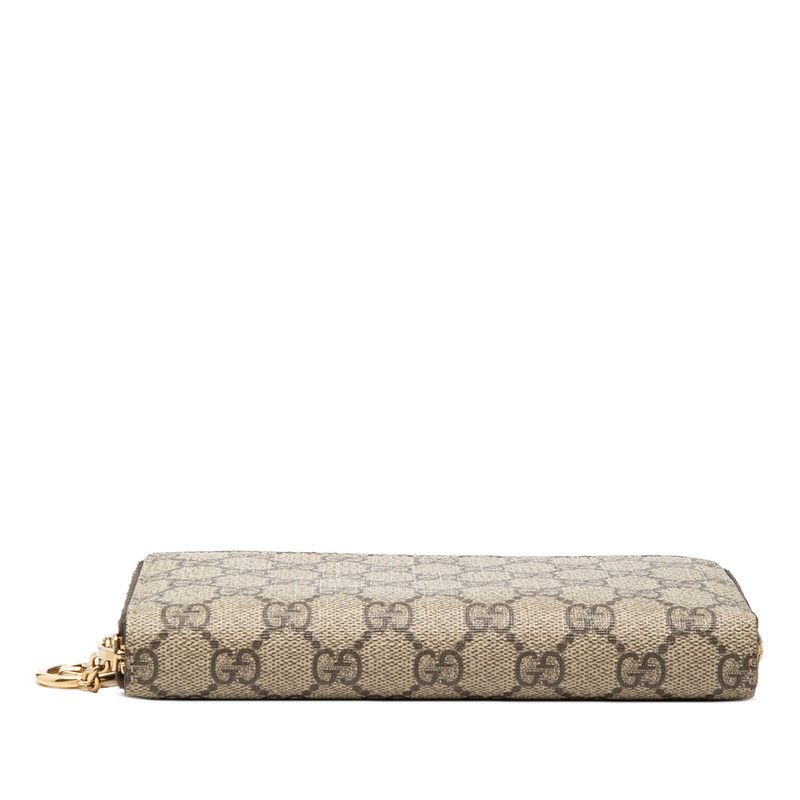 Gucci GG Supreme Round Fastener Wallet Beige Brown — view 3